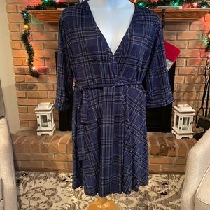 Torrid Blue & Black Plaid Dress 3X